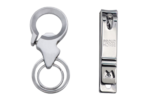 silver keychain and nail clipper (clear background)